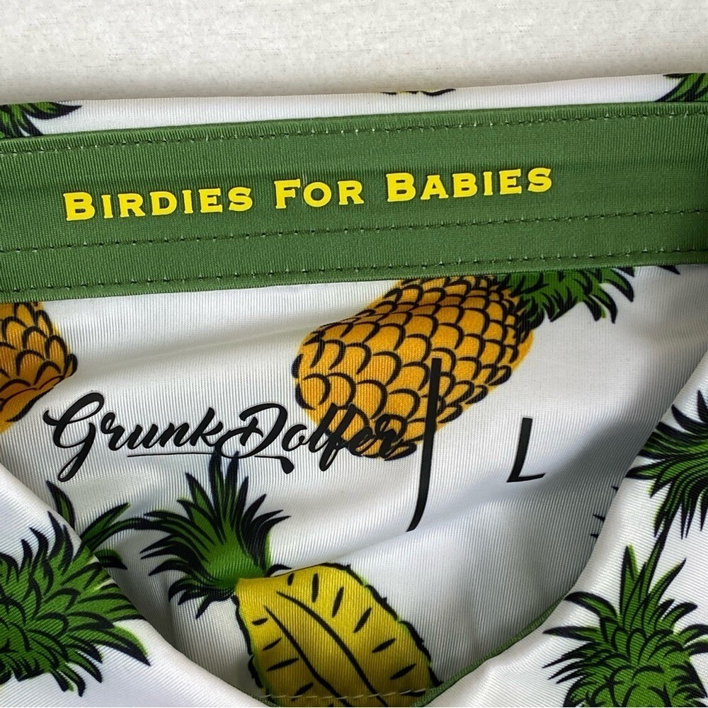 NEW Grunk Dolfer Birdies For Babies Kids Large White Pineapple Golf Polo Shirt - Picture 4 of 11